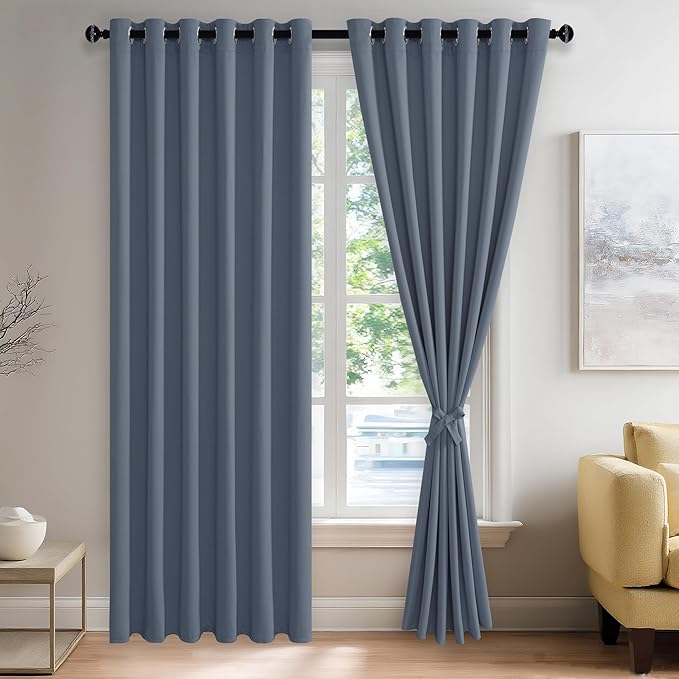 JIUZHEN Dusty Blue Blackout Curtains by JIUZHEN