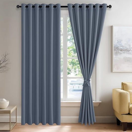 JIUZHEN Dusty Blue Blackout Curtains by JIUZHEN