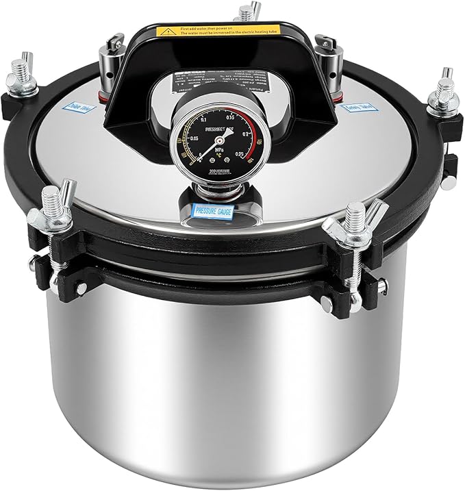 Portable Steam Autoclave Sterlzer, 8L/2.11Gal 1.2KW 110V 264.2℉ Stainless by Unknown