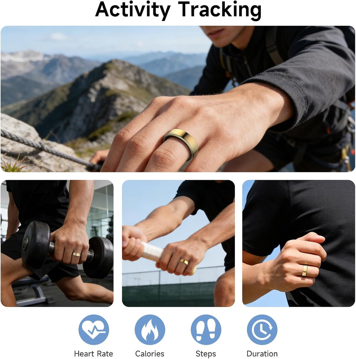 smart ring for women men, health tracker, fitness showing dimensions