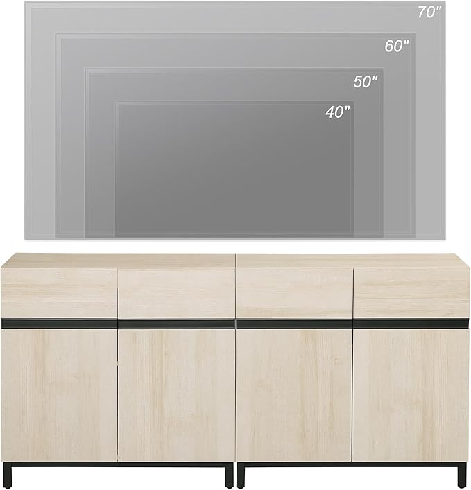 Wampat Modern TV Stand for 70 inch TVs, 2 in 1 Entertainment Center Console - Image 4