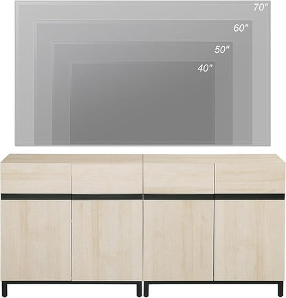 Wampat Modern TV Stand for 70 inch TVs, 2 in 1 Entertainment Center Console - Image 4