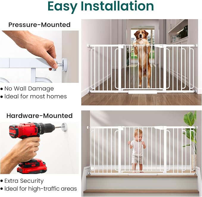Cumbor Extra Wide Baby Gate, 36.6-69" Walk-Through Dog Gate - Image 7