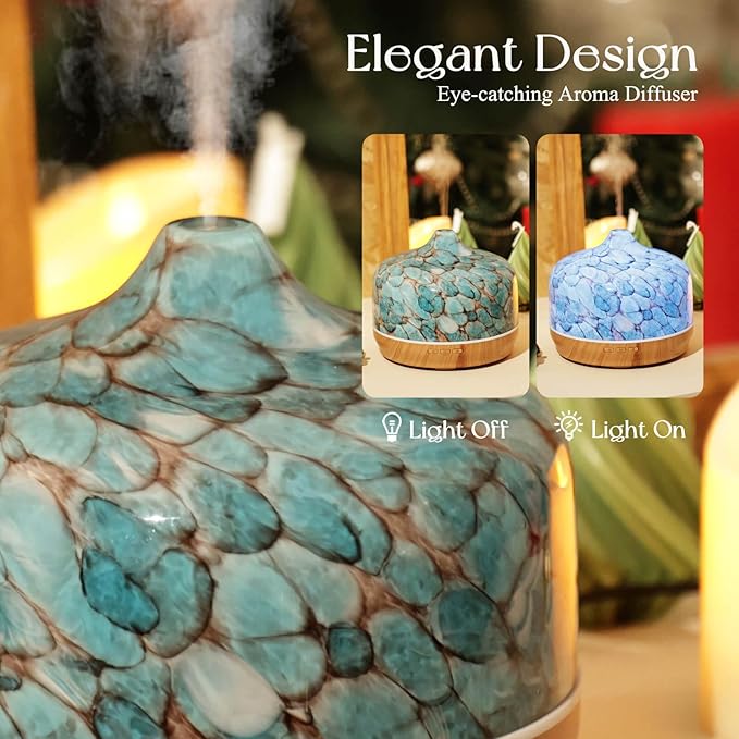 Porseme 500ml Glass Essential Oil Diffuser Aromatherapy Ultrasonic Cool Mist - Image 7