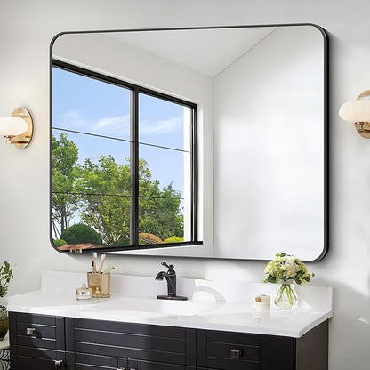 FORBATH Black Bathroom Mirror 40 x 48 Inch, Rectangular Vanity Mirror Wall by FORBATH
