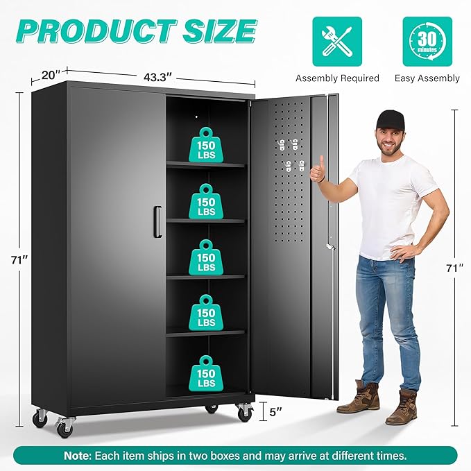 SISESOL Wide & Deep Metal Storage Cabinet - Image 2