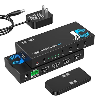 HDMI Switch 4 in 1 Out 4K@60Hz, 4 Ports HDMI Switcher Splitter Selector by JCHICI
