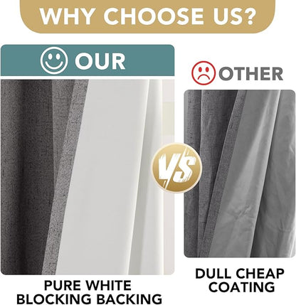 H.VERSAILTEX Linen Blackout Curtains Durable Thick Textured Linen Look 100% - Image 4