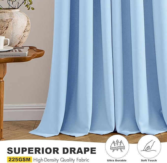 MIULEE Sky Blue Blackout Curtains - Image 5