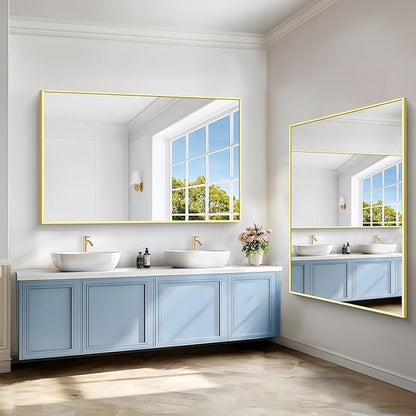 40x60inch Gold Bathroom Mirror, Large Rectangular Wall Mirrors - Image 4