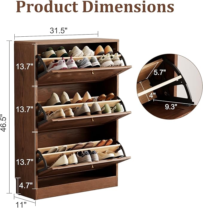 KungFuWood 31.4 W Soild Wood Shoe Storage Cabinet - Image 2