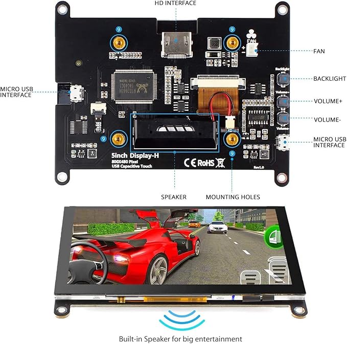ELECROW 5 Inch Touch Screen Monitor LCD Display, 800×480 Mini Touchscreen - Image 4
