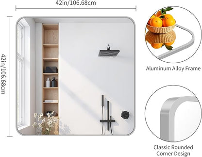 FORBATH 42x42 Inch Silver Bathroom Mirror - Image 8