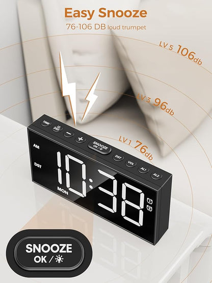 PPLEE Alarm Clock for Bedroom, Upgrade Digital Clock Large Bold Number - Image 3