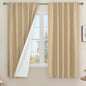LAMIT 100% Blackout Linen Curtains, 63 Inches Linen Textured Thermal Bedroom by LAMIT
