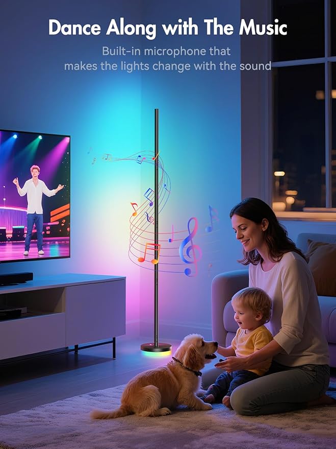 OIYN Corner Floor Lamp 2 Pack, RGBICW LED Corner Lamp - Image 5