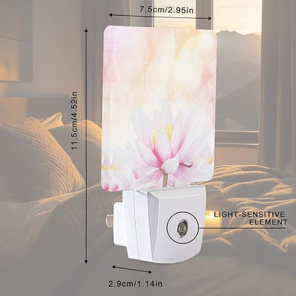 Smoaffly Pink Water Lily Lotus Night Light Plug-in LED Nightlights Auto Sensor - Image 4