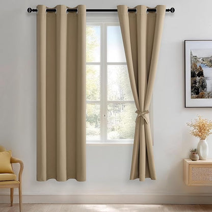 JIUZHEN Blackout Curtains with Tiebacks by JIUZHEN