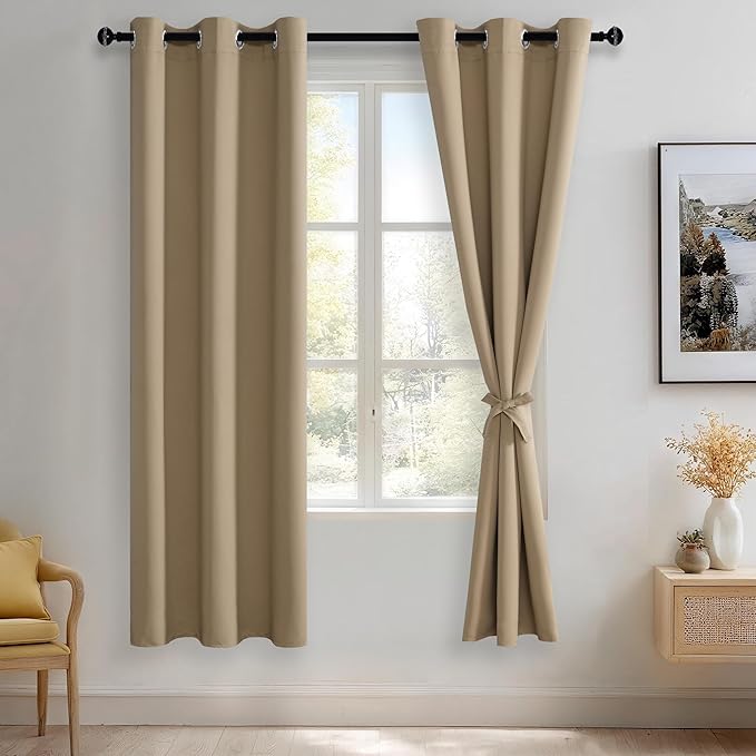 JIUZHEN Blackout Curtains with Tiebacks by JIUZHEN