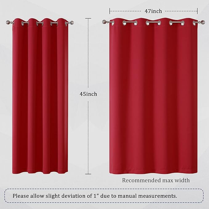 DUALIFE Red Blackout Curtains 45 Inches Long Short Kitchen Curtains - Image 6