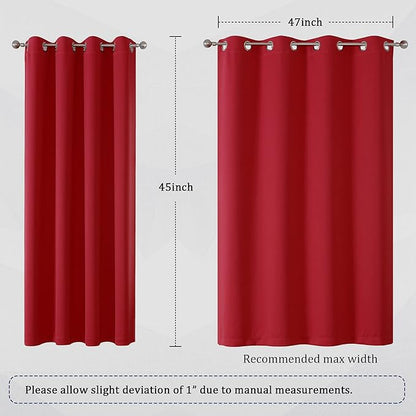 DUALIFE Red Blackout Curtains 45 Inches Long Short Kitchen Curtains - Image 6