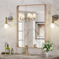 LOAAO 22”X30” Gold Bathroom Mirror, Rounded Rectangle Gold Frame Mirror by LOAAO