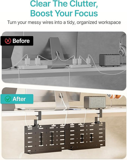Under Desk Cable Management Tray, 30.2" Vertical Metal Pegboard Organizer - Image 4