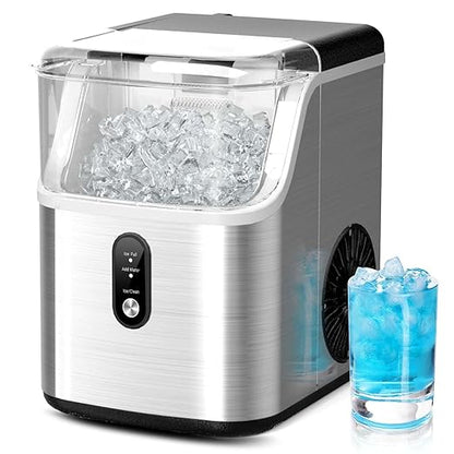 Nugget Ice Maker Countertop, 40lbs/Day Stainless Steel Small Soft Chewable by TUATNUT