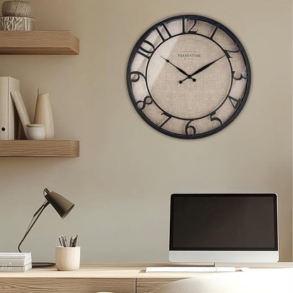 Presentime & Co 21" Farmhouse Series Wall Clock, Cottage Style, Faux Burlap - Image 8