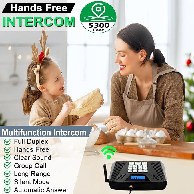 SANZUCO Intercoms Wireless for Home, Upgraded 5300ft Intercom 9 Channel 2 Code - Image 2