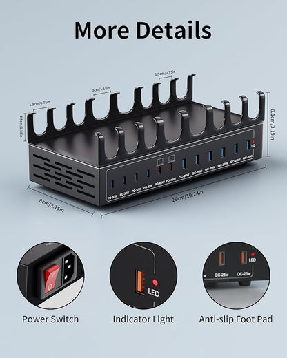 360W Charging Station for Multiple Devices, 12-Port USB C Charging Station - Image 8