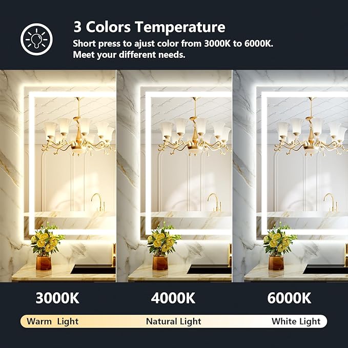 YEELAIT 44x36 Inch LED Bathroom Mirror - Image 4