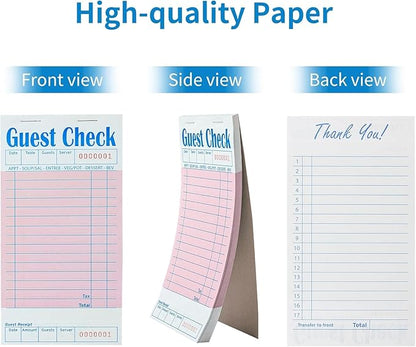 4 Pack Pink Guest Checks Books for Servers Server Note Pads, Waiter Checkbook - Image 3
