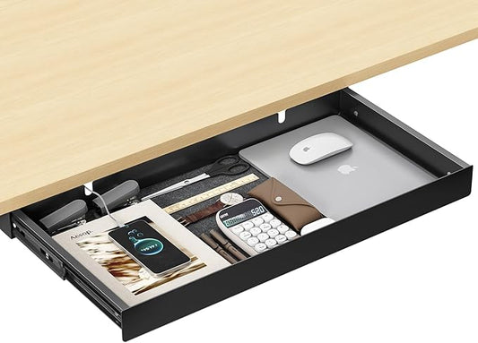 Under Desk Drawer, 20.1 inch Carbon Steel Slide-Out Under Table Storage by ERGOCOLLECT