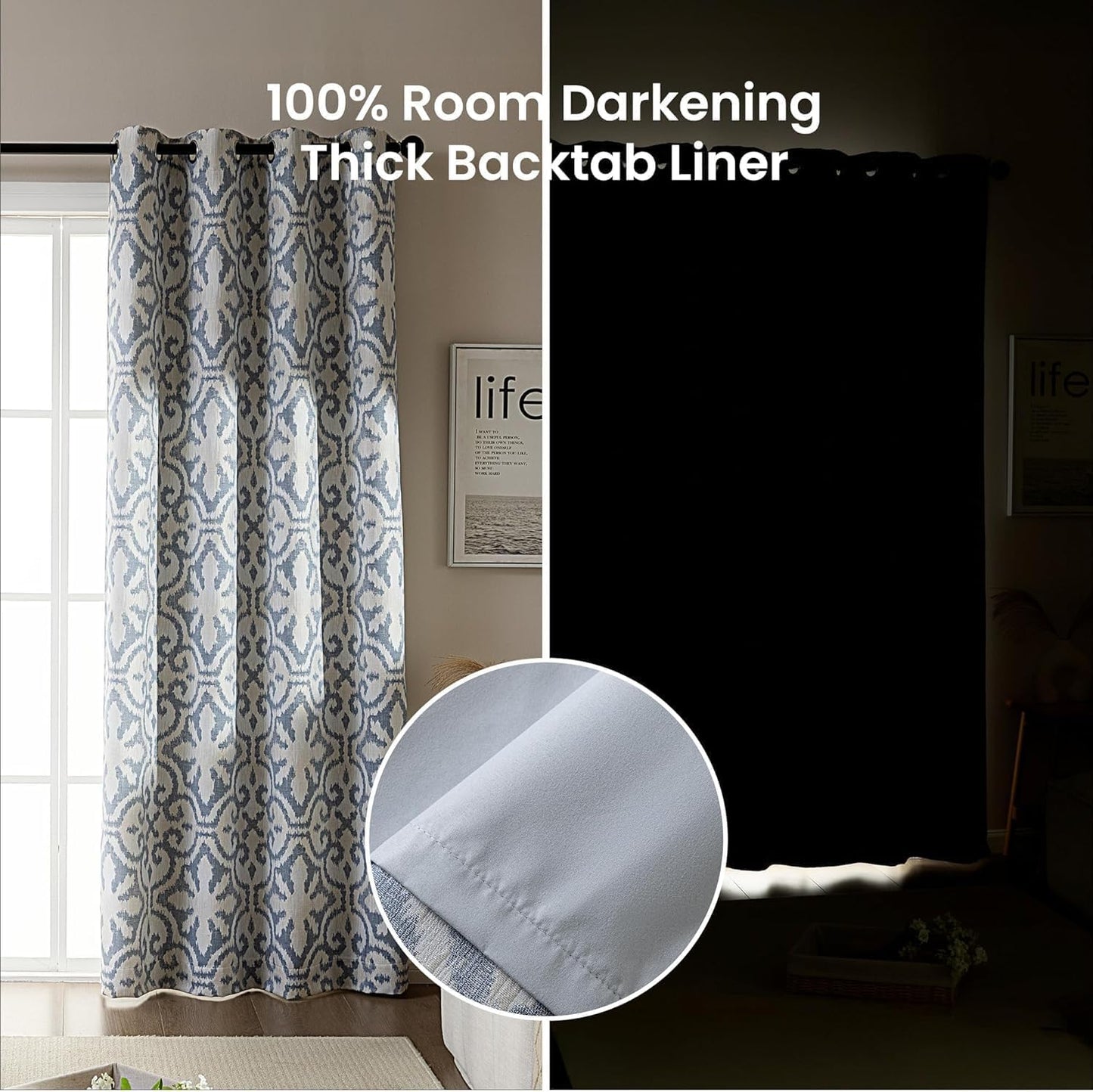 SLEEP ZONE Blackout Curtains for Bedroom and Living Room, Curtains & Drapes with Thermal Insulation for Room Darkening, Jacquard 360GSM Window Curtain Panels, Blue, 52" × 84"