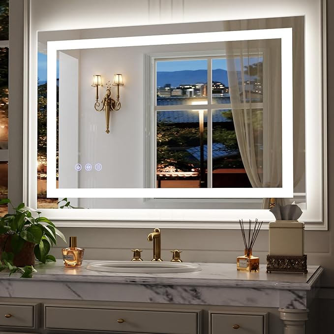 Large LED Bathroom Mirror, Backlit Frontlit, 3 Color Modes, Memory Function by Unknown