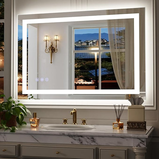 Large LED Bathroom Mirror, Backlit Frontlit, 3 Color Modes, Memory Function by Unknown