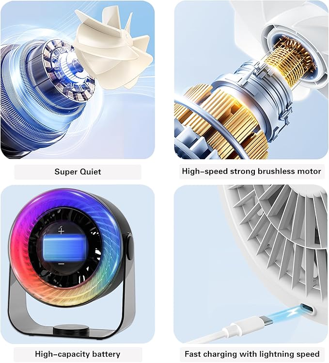 KKANDPP Desk Fans for Bedroom, Quiet Wall-Mounted Desk Fan - Image 4
