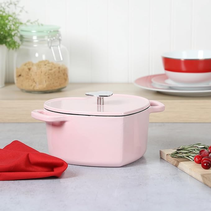 Martha Stewart Heart Shaped 2-Quart Enamel Cast Iron Dutch Oven - Image 3