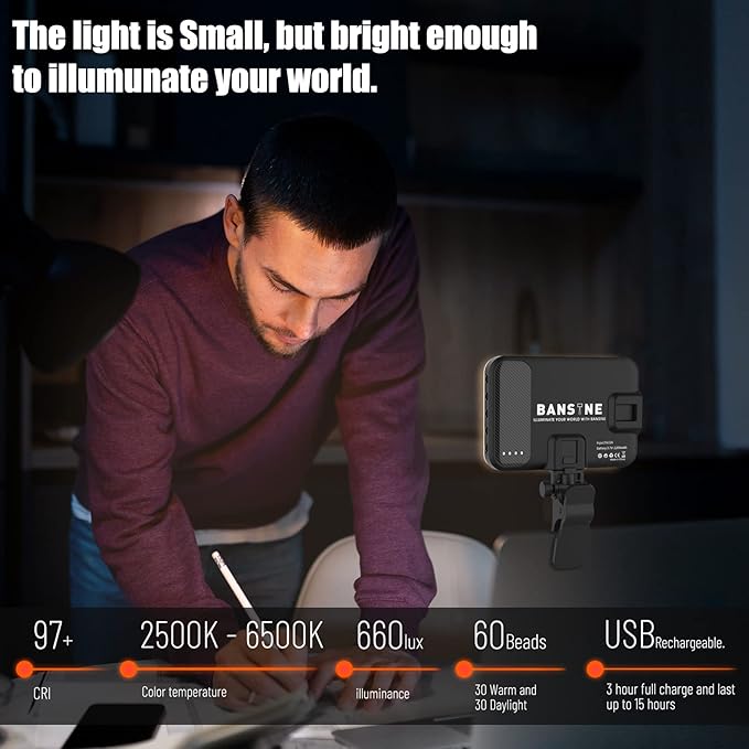 Selfie Light - BANSINE USB-Rechargeable LED Phone Light - Portable Photo Light - Image 2