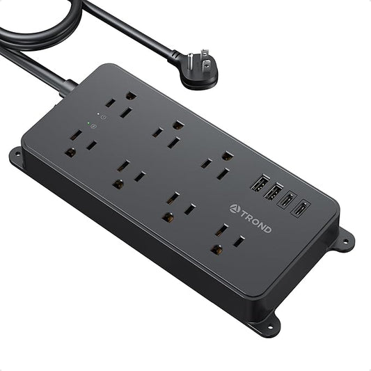 TROND Power Strip Surge Protector 10ft, ETL Listed, Flat Plug Extension Cord by TRONDOfficial