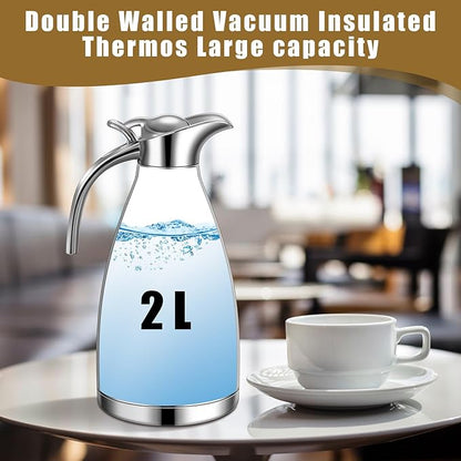 Uiifan 2 Pcs 68 oz Thermal Coffee Carafe Insulated Stainless Steel Coffee Carafe - Image 5