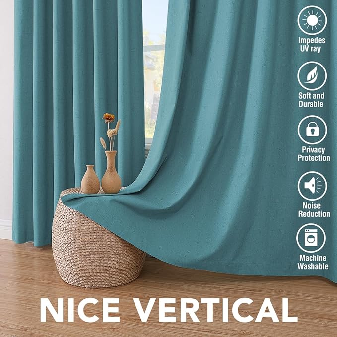 H.VERSAILTEX Primitive Linen Curtains 100% Blackout Curtain Drapes Burlap - Image 7