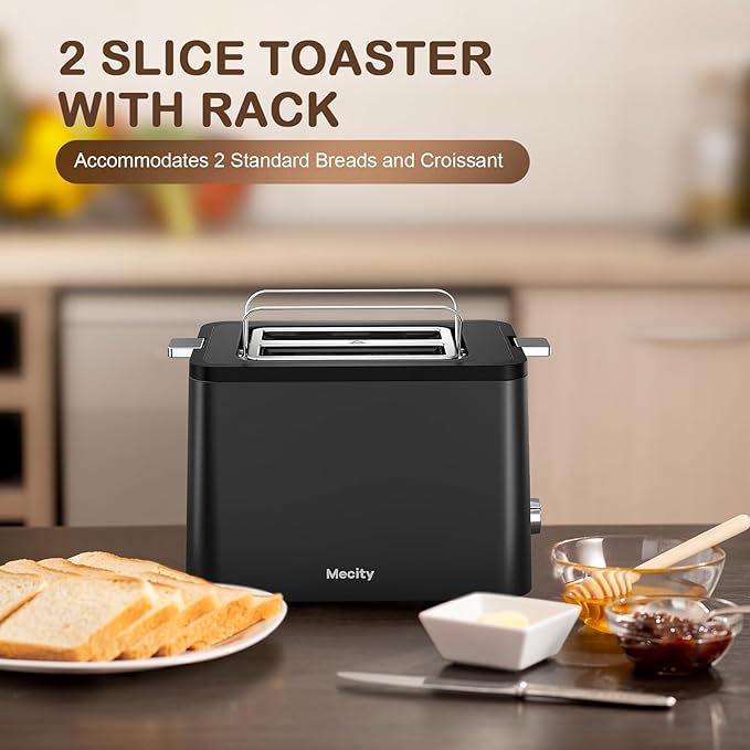 Mecity Toaster 2 Slice Stainless Steel Body, Cancel Functions, Warming Rack - Image 2