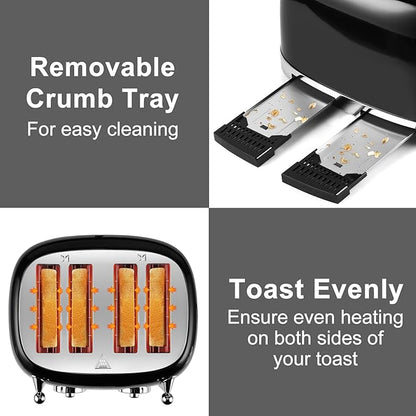 CUSIMAX Toaster 4 Slice, Retro Toaster - Image 6