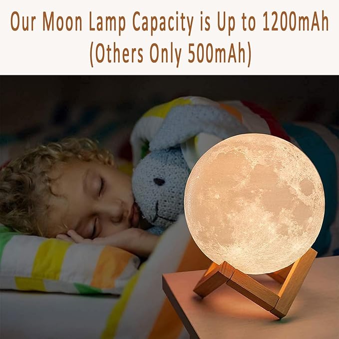 PRUGNA Moon Lamp, 1200mAh Ultra-Long Endurance Night Light, 7.1" 16 Colors LED - Image 3
