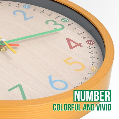 bakbrand Kids Wall Clock Silent Non-Ticking Colorful Childrens Clock Round - Image 6