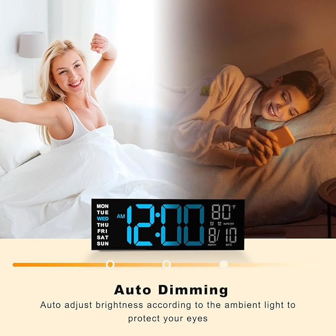 JALL 16" Large Digital Wall Mount Clock, Count Down Timer, Big LED, RGB Color - Image 7