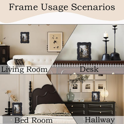 Antique Picture Frames 5x7 Vintage Victorian Ornate Picture Frames with Front Glass Wall Mount and Tabletop Gothic Home Decor Retro Gallery Wall Decor,1 Pack,Black