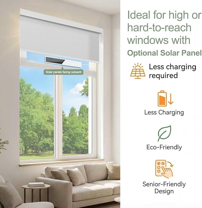 Tipiace Motorized Blinds with Remote Window Roller Shade Wireless Rechargeable - Image 7